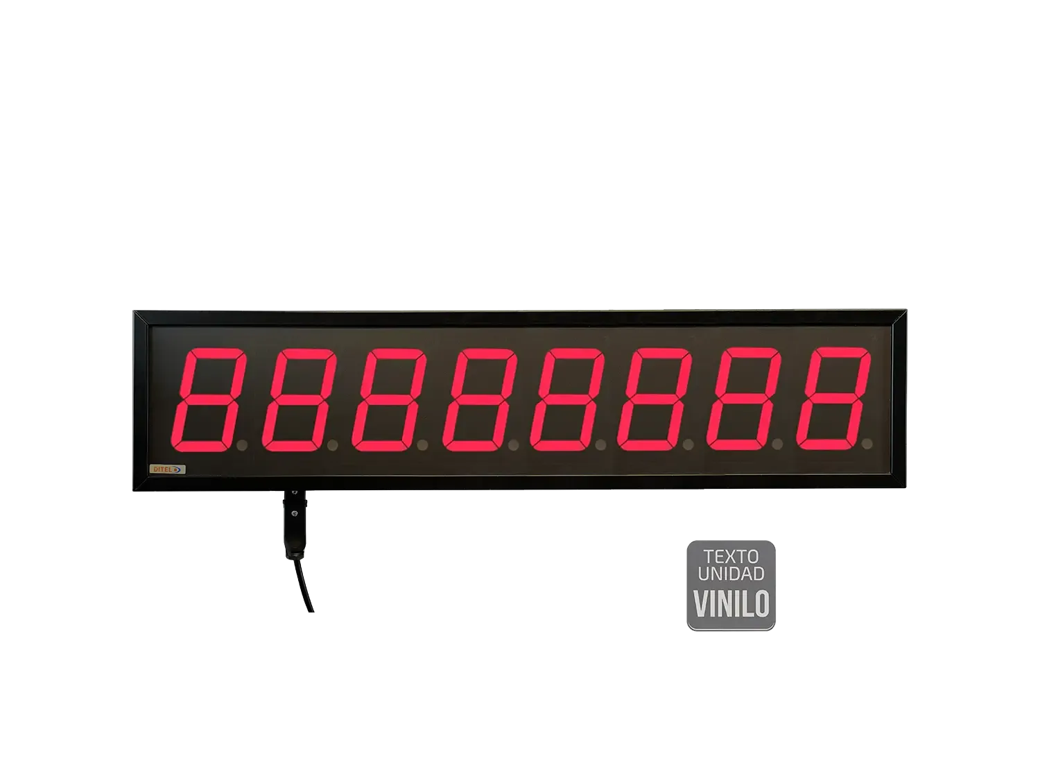 100-mm-Ziffernanzeige, 8-stellig, seriell, Ethernet, Wi-Fi +2R, Vinyl-Text